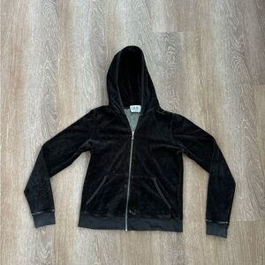 Juicy Couture Black Velvet Zip-Up Hoodie Women’s Size XL